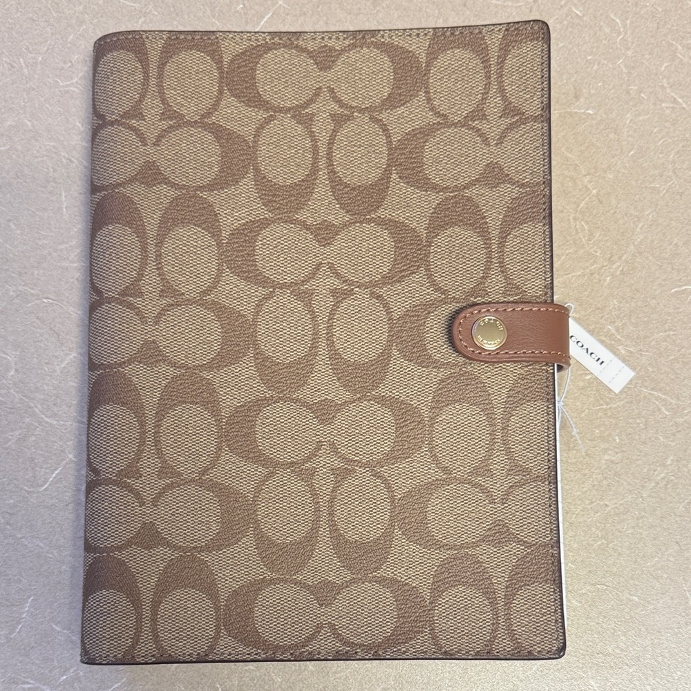 Coach Tan and Brown Signature Notebook Cover